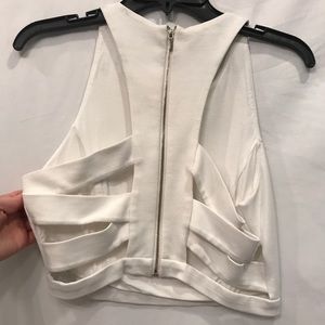NWOT - Bebe White Crop Top with Cutout Details